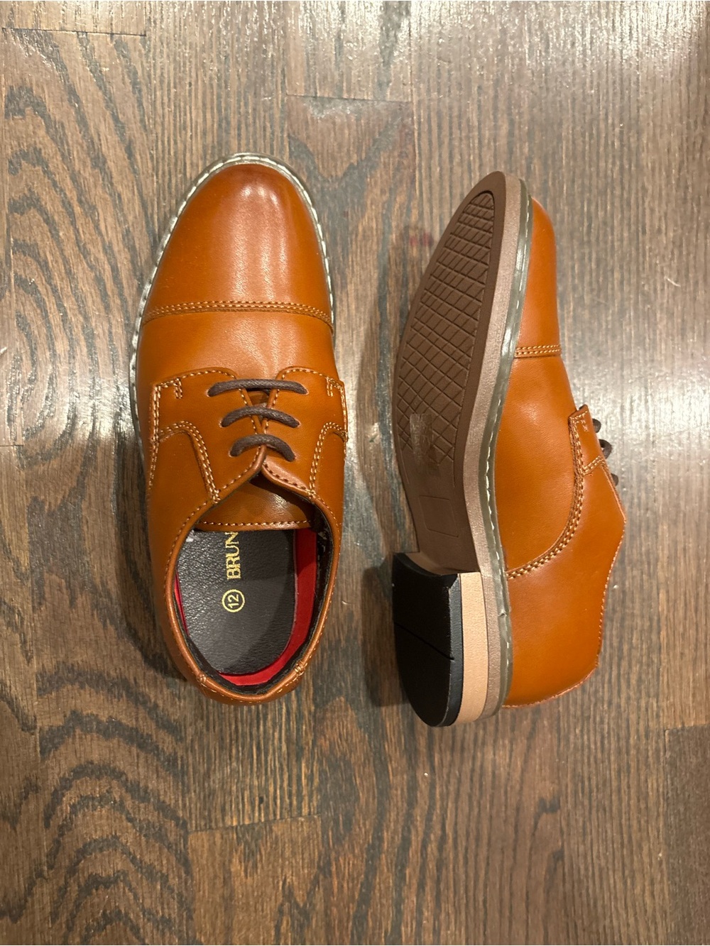 Boy’s Versatile Tan Leather Lace-Up Dress Shoes for Wedding or Formal Event